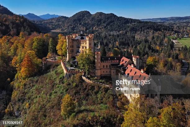 hohenschwangau castle at autumn - hohenschwangau castle stock pictures, royalty-free photos & images