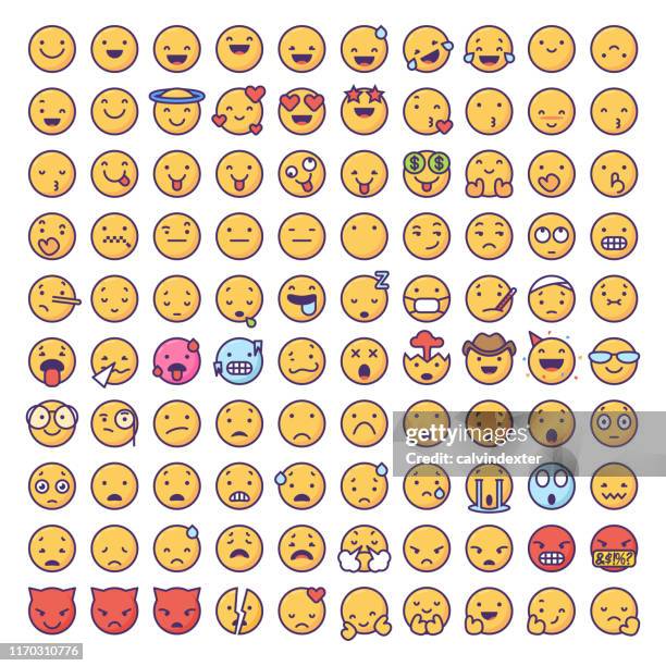 emoticons collection - emojis stock illustrations