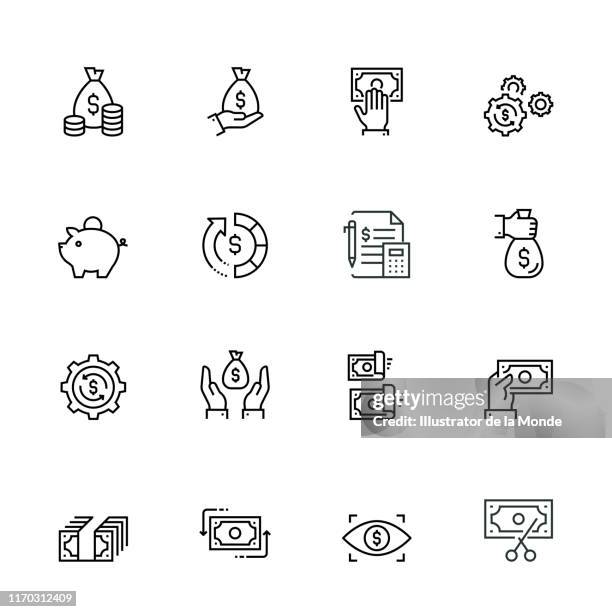 stockillustraties, clipart, cartoons en iconen met financiën en geld icon set - hypotheek