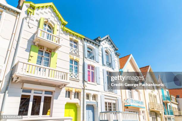 colorful houses in wimereux, france - wimereux stock-fotos und bilder