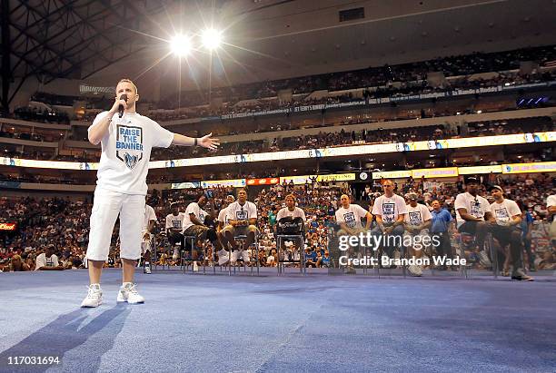 Guard Jose Barea of the Dallas Mavericks during the Dallas Mavericks Victory celebration on June 16, 2011 in Dallas, Texas.