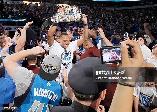 Forward Shawn Marion of the Dallas Mavericks during the Dallas Mavericks Victory celebration on June 16, 2011 in Dallas, Texas.