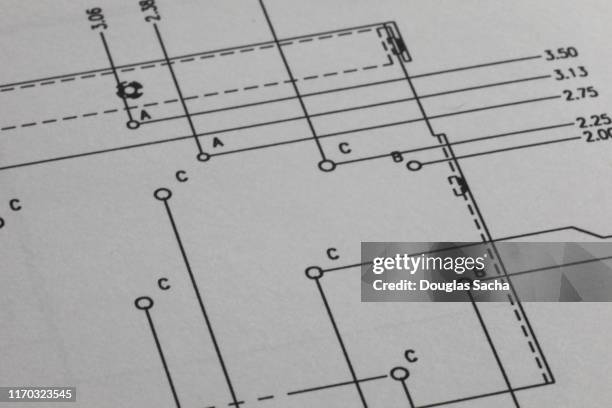 sheet medal drawing for industry - cad drawing stock pictures, royalty-free photos & images