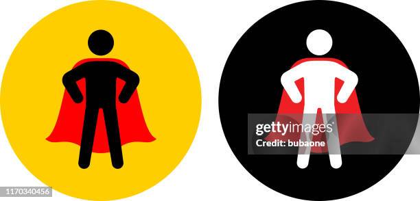 selbstbewusster superheld mit cape standing icon - cape stock-grafiken, -clipart, -cartoons und -symbole