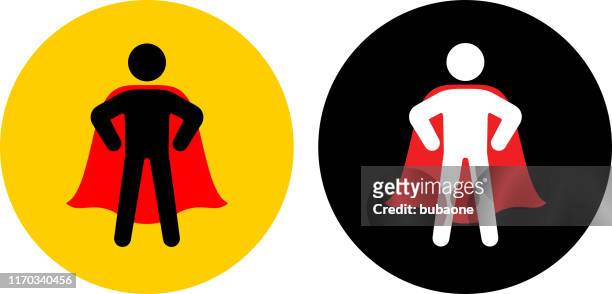 confident superhero with cape standing icon - strength icon stock illustrations