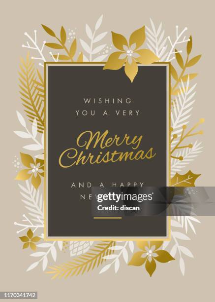 weihnachtskarte design mit blumen rahmen. - weihnachtsstern stock-grafiken, -clipart, -cartoons und -symbole