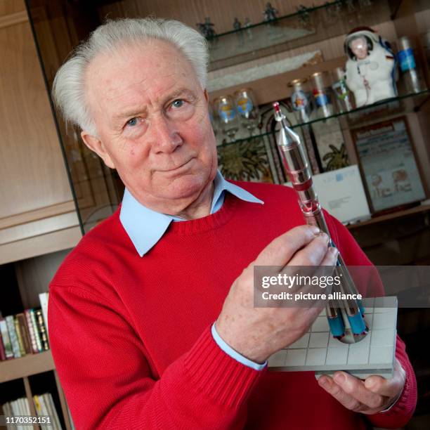 March 2011, Brandenburg, Strausberg: The cosmonaut Sigmund Jähn holds a model of a "Soyuz rocket" in his hands. Jähn died on at the age of 82 years....