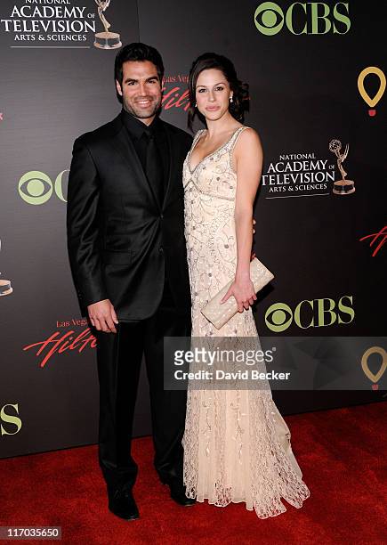 Actor Jordi Vilasuso and Actress Kaitlin Riley arrives at the 38th Annual Daytime Entertainment Emmy Awards held at the Las Vegas Hilton on June 19,...