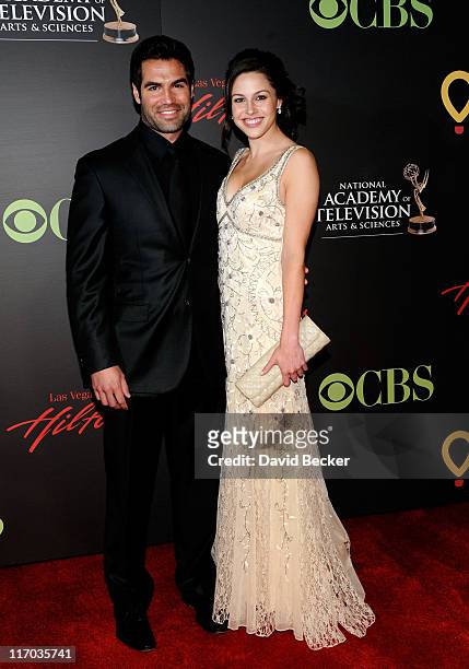 Actor Jordi Vilasuso and Actress Kaitlin Riley arrives at the 38th Annual Daytime Entertainment Emmy Awards held at the Las Vegas Hilton on June 19,...