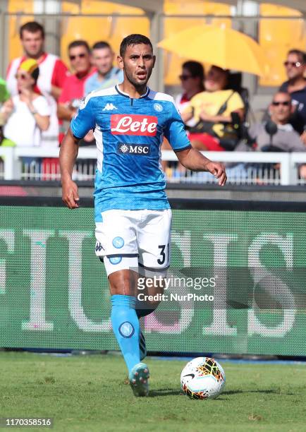 Faouzi Ghoulam of SSC Napli during the Serie A match between US Lecce and SSC Napoli at Stadio Via del Mare on September 22, 2019 in Lecce, Italy.