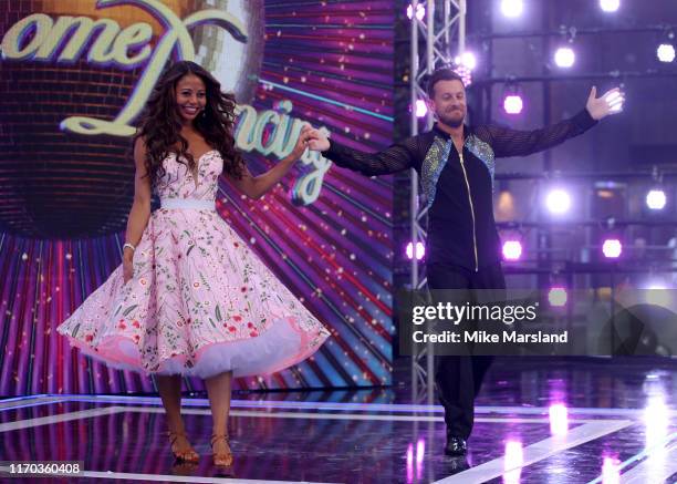 Viscountess Emma Weymouth and Chris Ramsey attend the "Strictly Come Dancing" launch show red carpet at Television Centre on August 26, 2019 in...