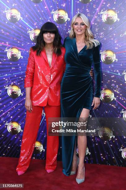 Claudia Winkleman and Tess Daly attend the "Strictly Come Dancing" launch show red carpet at Television Centre on August 26, 2019 in London, England.