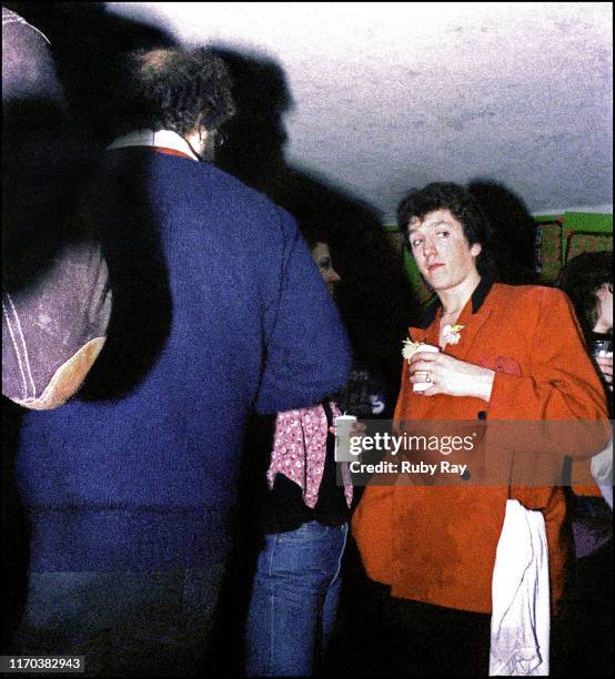 British guitarist Steve Jones after a drink was 'accidently' thrown at his red coat, the day after the Sex Pistols had split up, at Mabuhay Gardens...