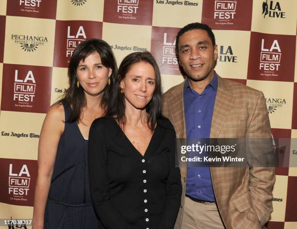 Los Angeles Film Festival Director Rebecca Yeldham, director Julie Taymor and actor Harry Lennix attend The Art of Translation: A Conversation with...