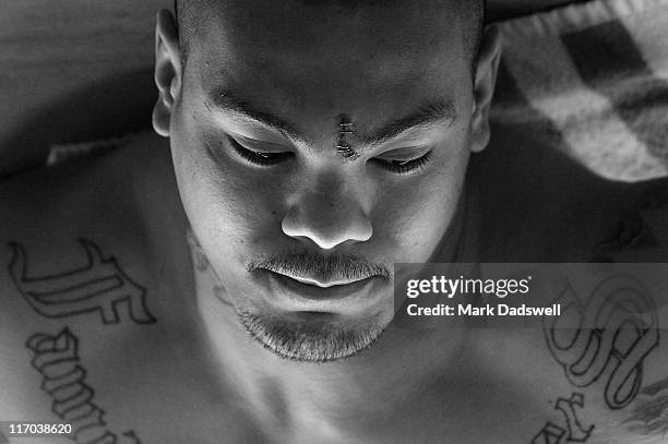 Sika Manu of the Storm stretches during a Melbourne Storm NRL recovery session at AAMI Park on June 20, 2011 in Melbourne, Australia.