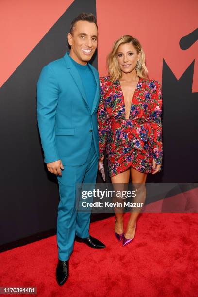 Sebastian Maniscalco and Lana Gomez attend the 2019 MTV Video Music Awards at Prudential Center on August 26, 2019 in Newark, New Jersey.