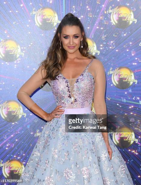 Catherine Tyldesley attends the "Strictly Come Dancing" launch show red carpet arrivals at Television Centre on August 26, 2019 in London, England.