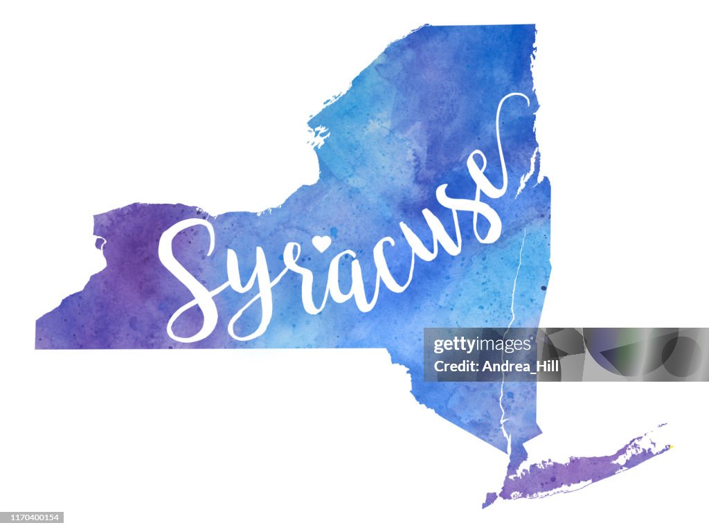 Syracuse, New York Raster Watercolor Map Illustration
