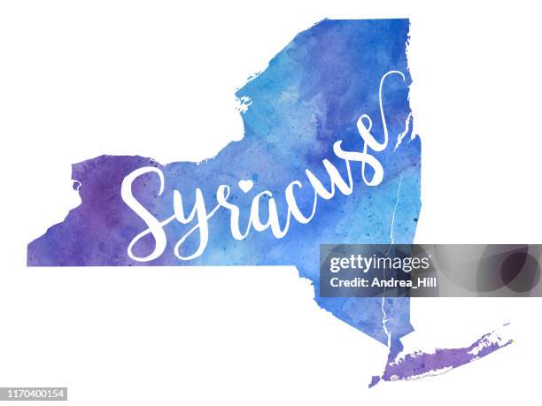 syracuse, new york raster watercolor map illustration - syracuse new york stock illustrations