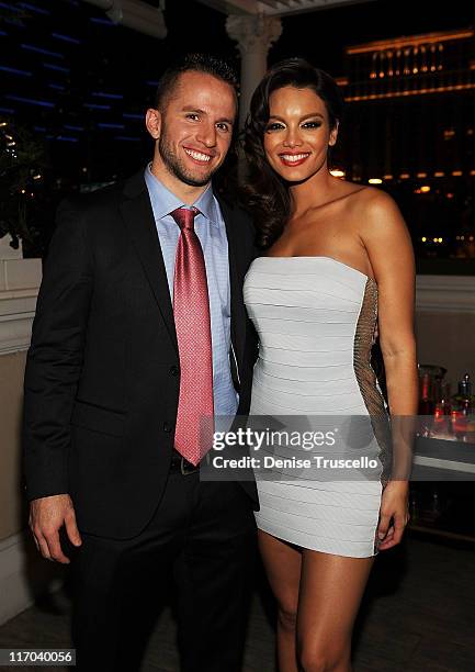 Barea and Miss Universe 2006 Zuleyka Rivera attend the official Miss USA 2011 after party at Chateau Nightclub and Gardens at Paris Las Vegas on June...