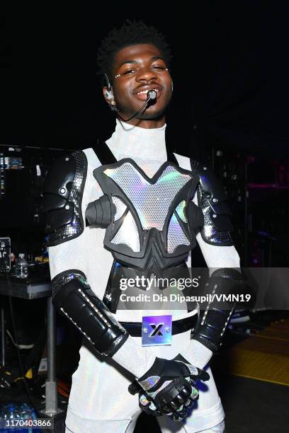 Lil Nas X poses backstage during the 2019 MTV Video Music Awards at Prudential Center on August 26, 2019 in Newark, New Jersey.