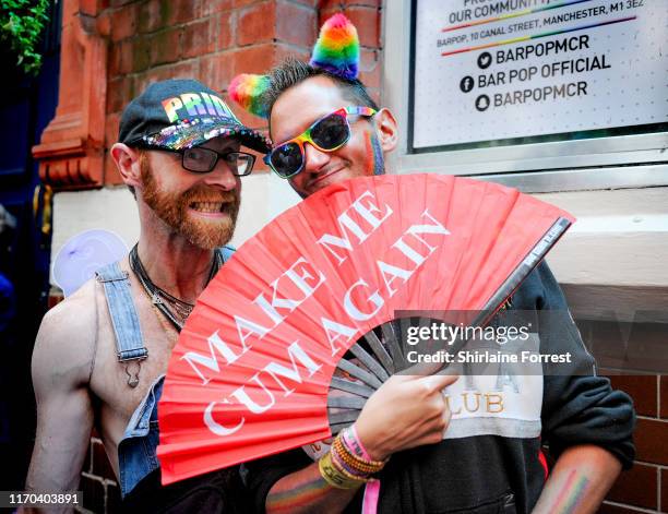 Festival goers on Canal Street during Manchester Pride 2019 on August 26, 2019 in Manchester, England.