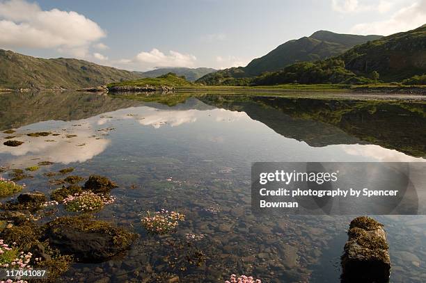 loch reflection, moidart - loch moidart stock pictures, royalty-free photos & images