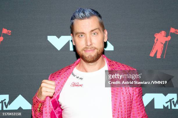 Lance Bass poses backstage during the 2019 MTV Video Music Awards at Prudential Center on August 26, 2019 in Newark, New Jersey.