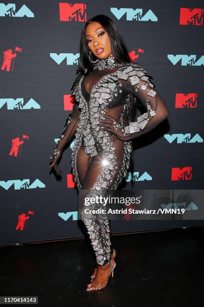 Megan Thee Stallion poses backstage during the 2019 MTV Video Music Awards at Prudential Center on August 26, 2019 in Newark, New Jersey.