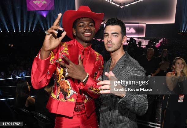 Lil Nas X and Joe Jonas attend the 2019 MTV Video Music Awards at Prudential Center on August 26, 2019 in Newark, New Jersey.