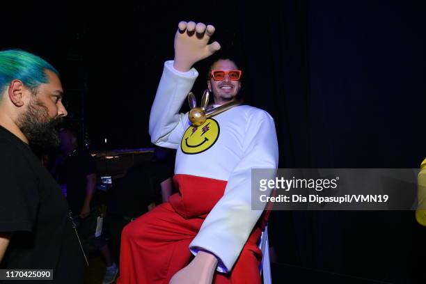 Balvin poses backstage during the 2019 MTV Video Music Awards at Prudential Center on August 26, 2019 in Newark, New Jersey.