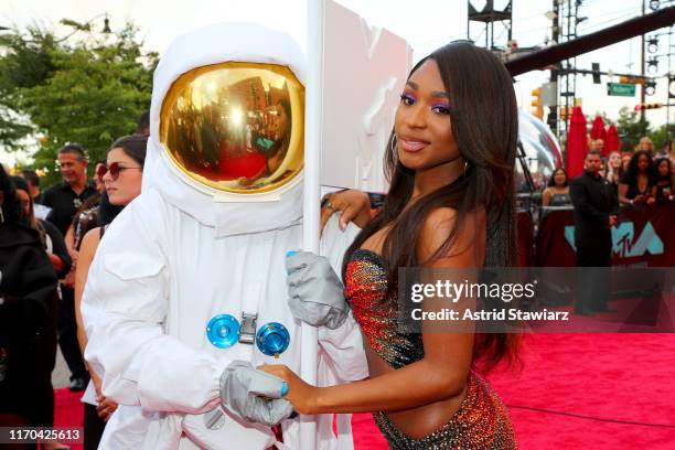 Moon Man and Normani attend the 2019 MTV Video Music Awards at Prudential Center on August 26, 2019 in Newark, New Jersey.