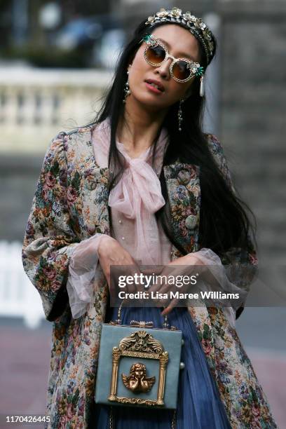 Heidi Ting wears vintage during New Zealand Fashion Week 2019 on August 27, 2019 in Auckland, New Zealand.
