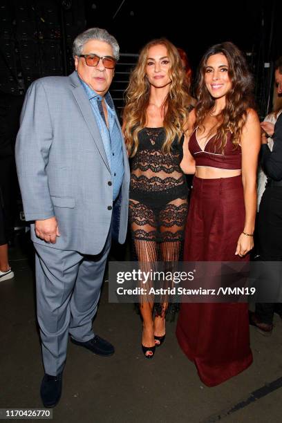 Jamie-Lynn Sigler , Vincent Pastore and Drea de Matteo pose backstage during the 2019 MTV Video Music Awards at Prudential Center on August 26, 2019...