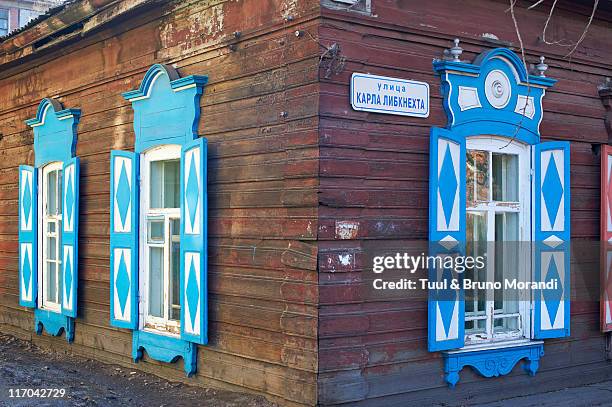 russia, siberia, irkutsk, wooden architecture - irkutsk stock pictures, royalty-free photos & images