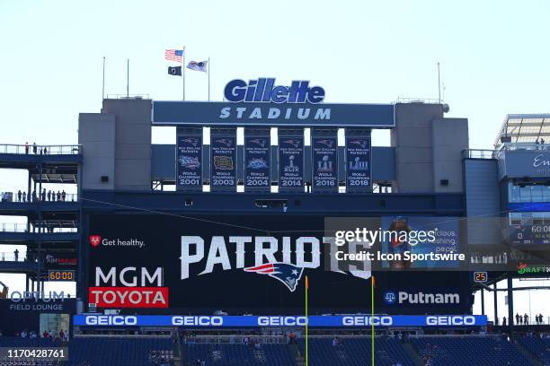 General view of Gillette Stadium prior to the National Football League game between the New England Patriots and the New York Jets on September 22,...