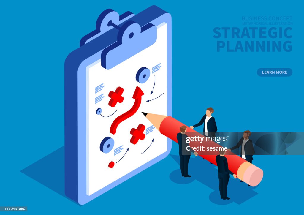 Business team draws strategic plan