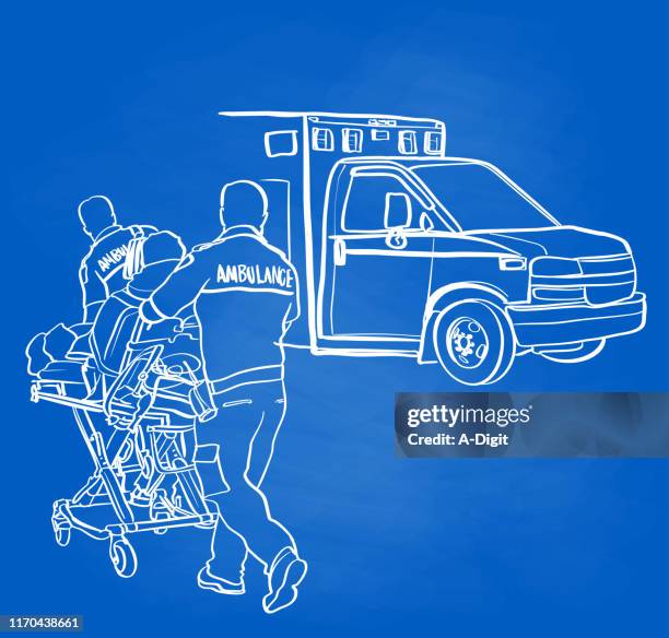 paramedics at work chalkboard - paramedic stock illustrations