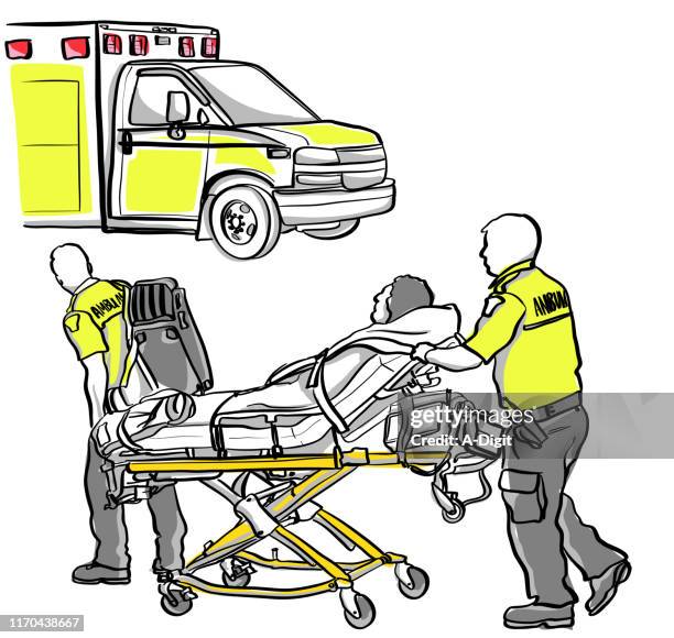 ambulanz-crash-opfer - stretcher stock-grafiken, -clipart, -cartoons und -symbole