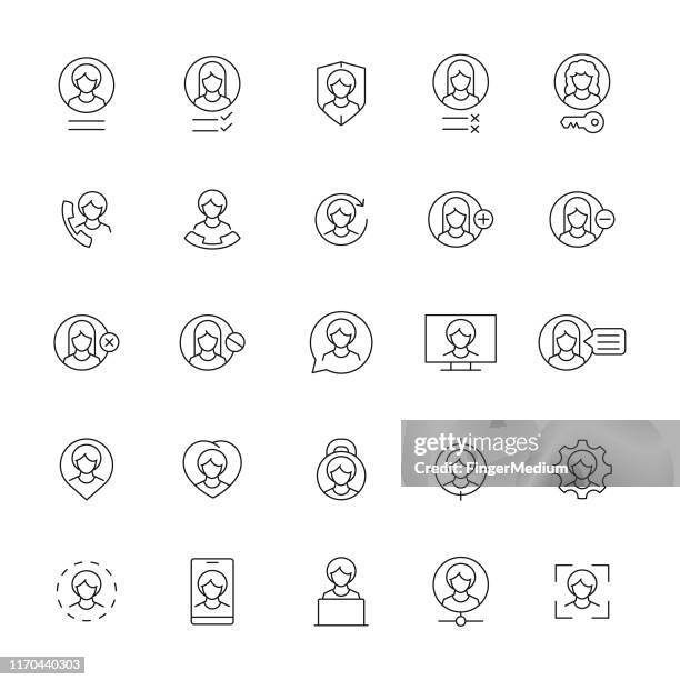 user profile icon set - plus stock illustrations