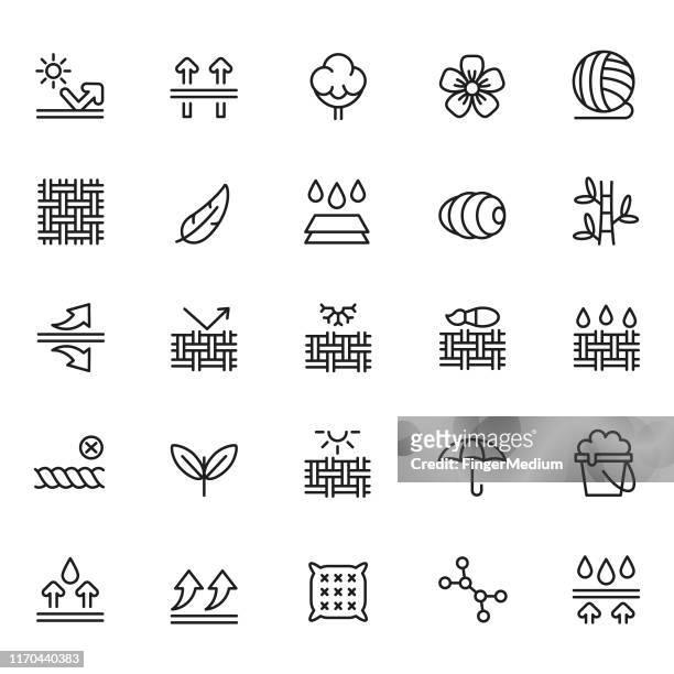 fabric feature icon set - wool stock illustrations