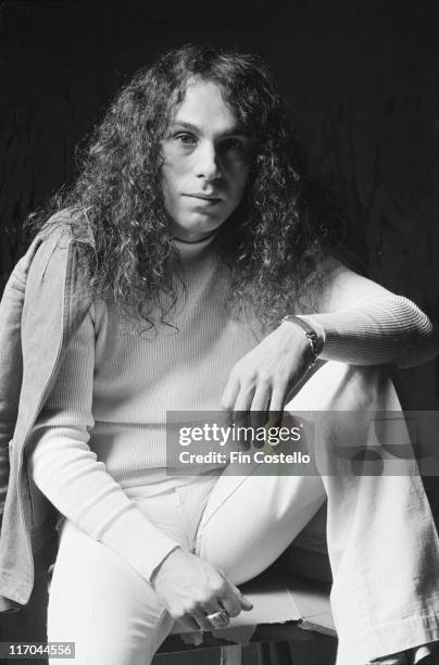 Ronnie James Dio , US rock singer with British rock band Rainbow, poses for a studio portrait, in 1976.