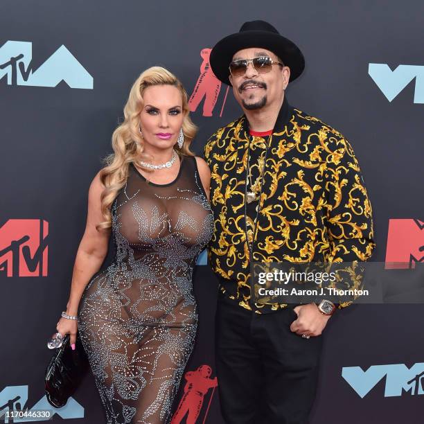 Rapper Ice-T and his wife Coco attend the 2019 MTV Video Music Awards red carpet at Prudential Center on August 26, 2019 in Newark, New Jersey.