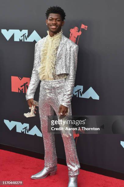 Lil Nas X attends the 2019 MTV Video Music Awards red carpet at Prudential Center on August 26, 2019 in Newark, New Jersey.