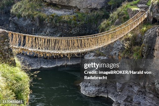 Canas Rope Suspension Bridge Qiswachaka From The Inca Era Rope Bridge Of Braided ...