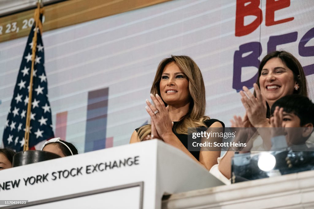 First Lady Melania Trump Rings Opening Bell Of New York Stock Exchange
