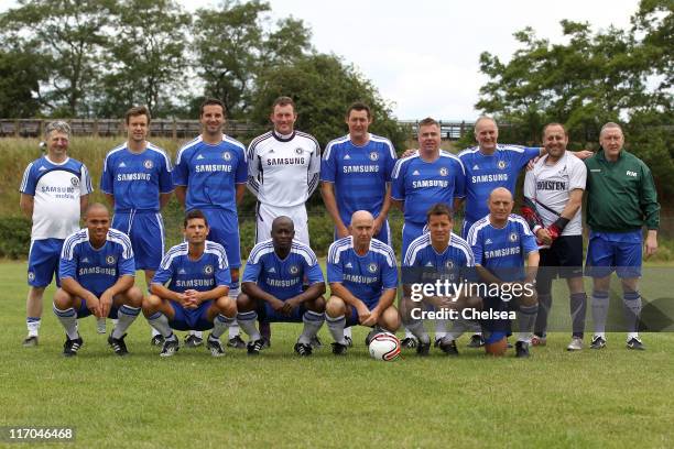 The Chelsea FC Old Boys pose for a team photo prior to their match against KSHS XI on June 19, 2011 in Ilford, England.