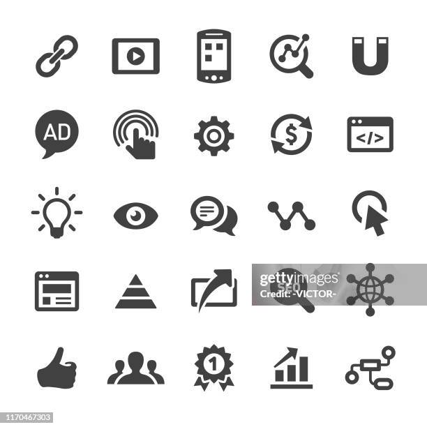 stockillustraties, clipart, cartoons en iconen met internet marketing icon set-smart series - op de koffie