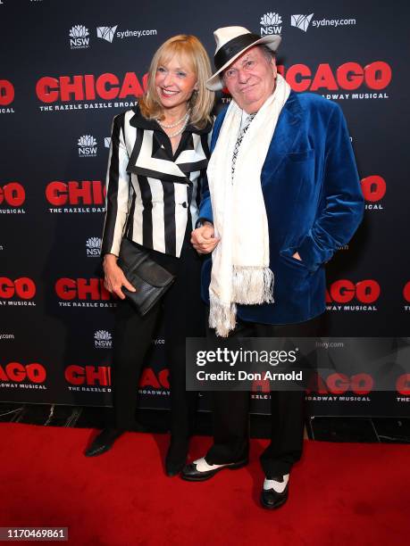 Lizzie Spender and Barry Humphries attend opening night of CHICAGO at Capitol Theatre on August 27, 2019 in Sydney, Australia.