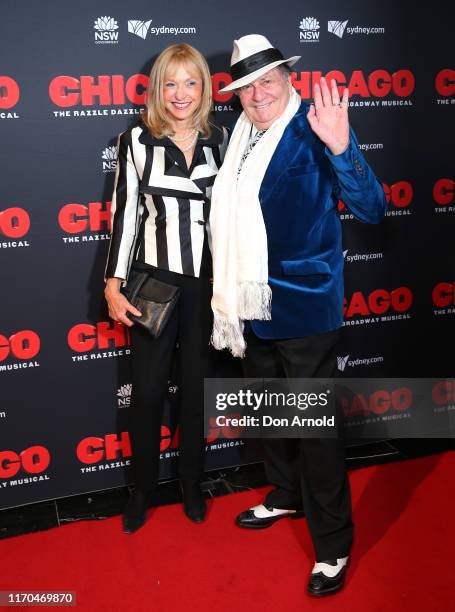 Lizzie Spender and Barry Humphries attend opening night of CHICAGO at Capitol Theatre on August 27, 2019 in Sydney, Australia.